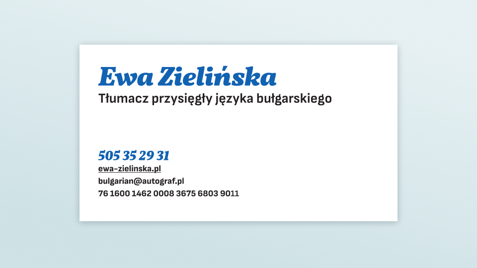 Wizytówki dla Ewy Zielińskiej