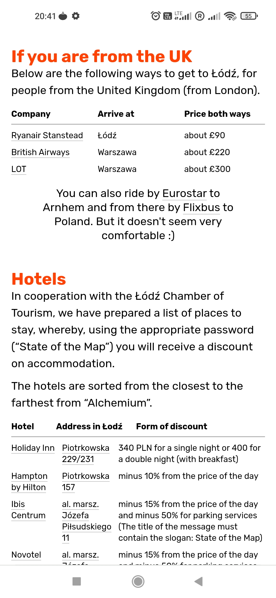 Telefon informacja dla odwiedzających z uk