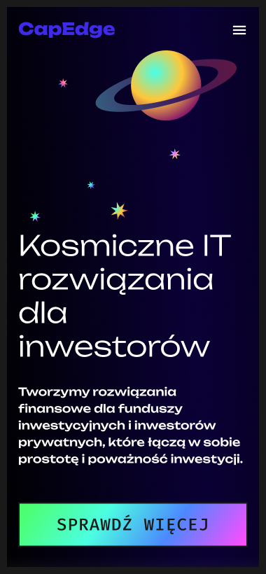 Hero section strony głownej dla telefonu