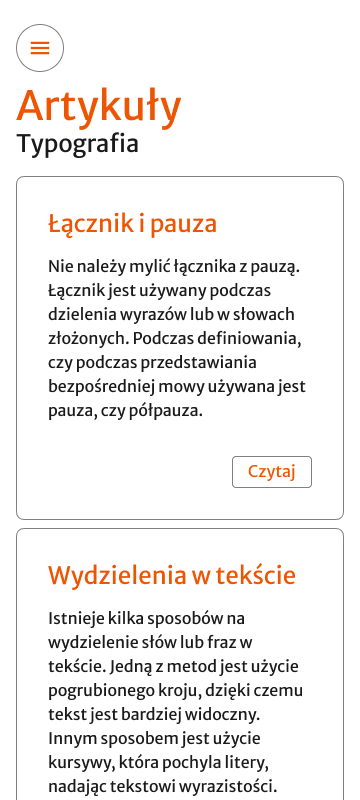 Widok artykułu dla telefonu